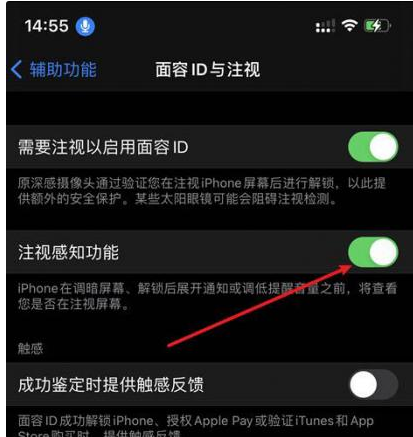 乌兰察布苹果14维修网点分享iPhone14注视感知功能有什么用 